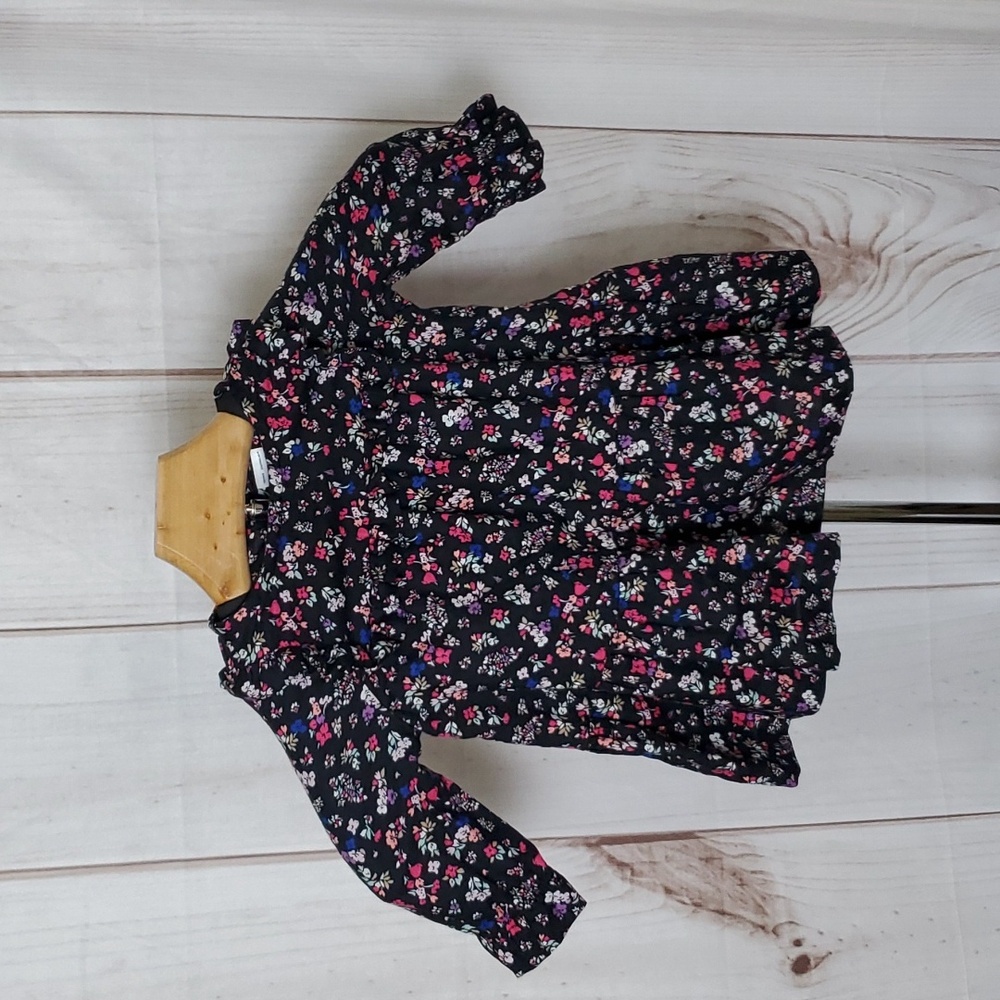 Carter's Baby Girl Black Floral Long Sleeve Dress 100% Cotton Size 6 Months